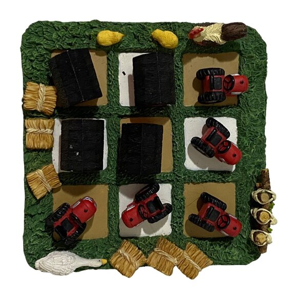 Cracker Barrel Farm Theme Tic Tac Toe Game Barn Tractor Goose Chicks Rooster Hay - Picture 5 of 9